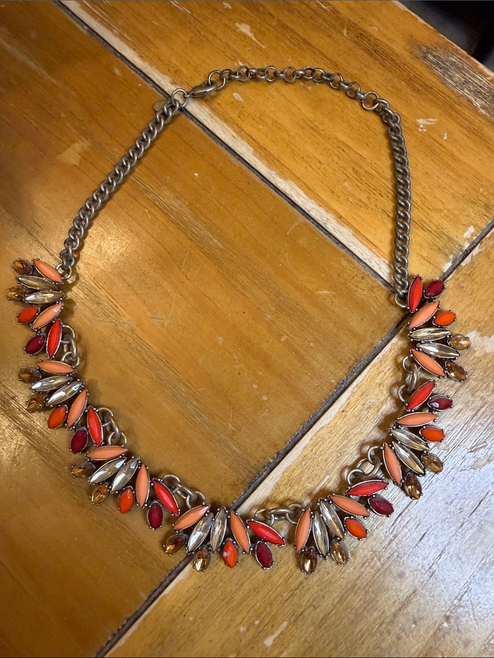 LOFT Orange, Red & Champagne Crystal Collar Necklace